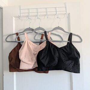 Set of 3 Curvy Couture Plus Size Smooth Seamless Comfort Wireless Bra Sz 4XL+